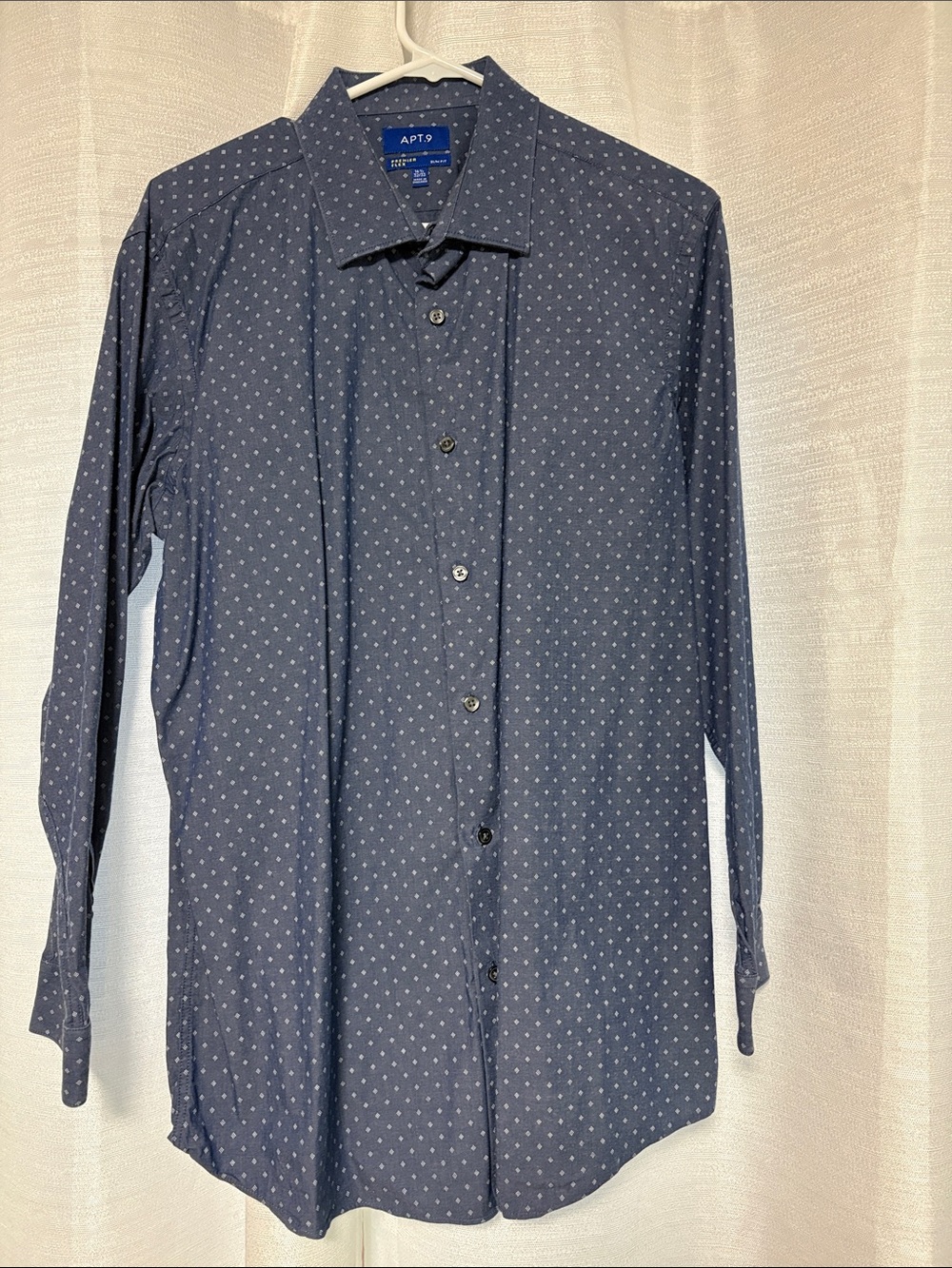 Apt. 9 Navy Blue Dot-Print Long-Sleeve Dress Shirt